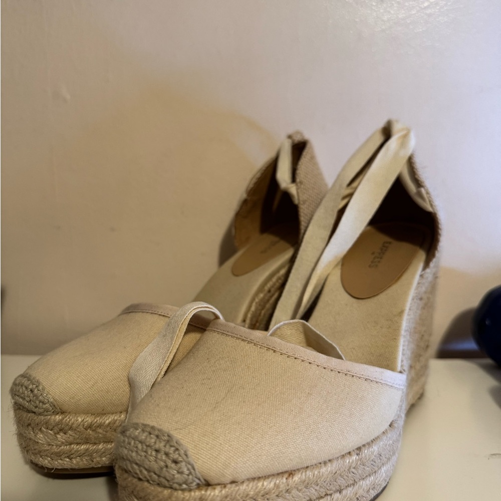 Express Cream Espadrille Wedge Shoes
